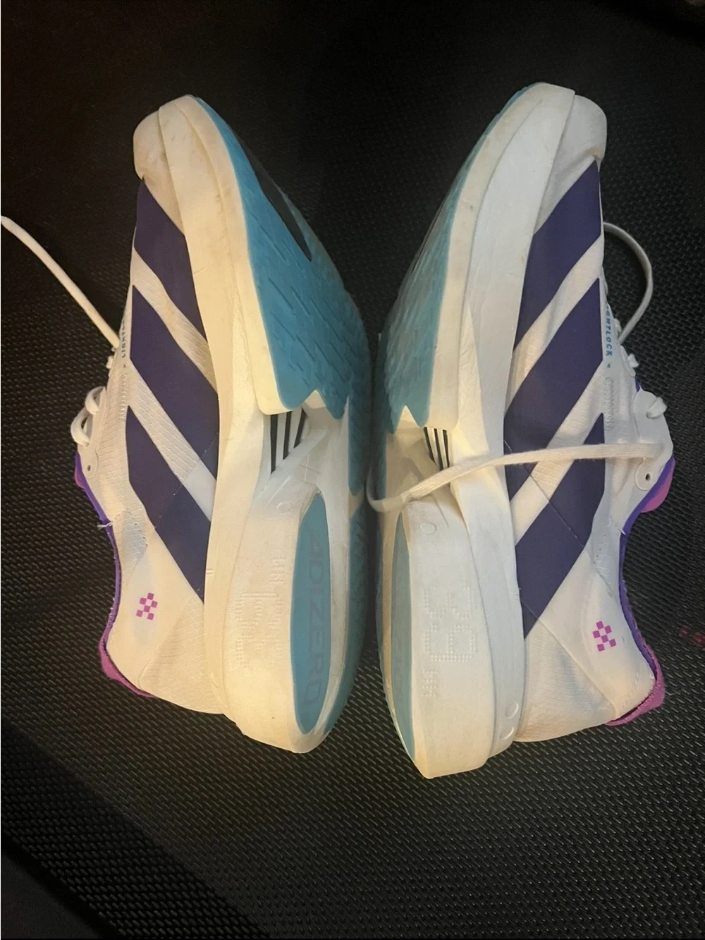 Women's Adidas Adios Pro 4 White and Purple Running Shoes